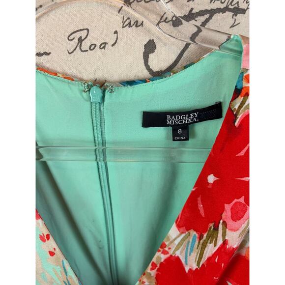 Badgley Mischka Red and Blue Floral Midi Dress - Picture 8 of 8